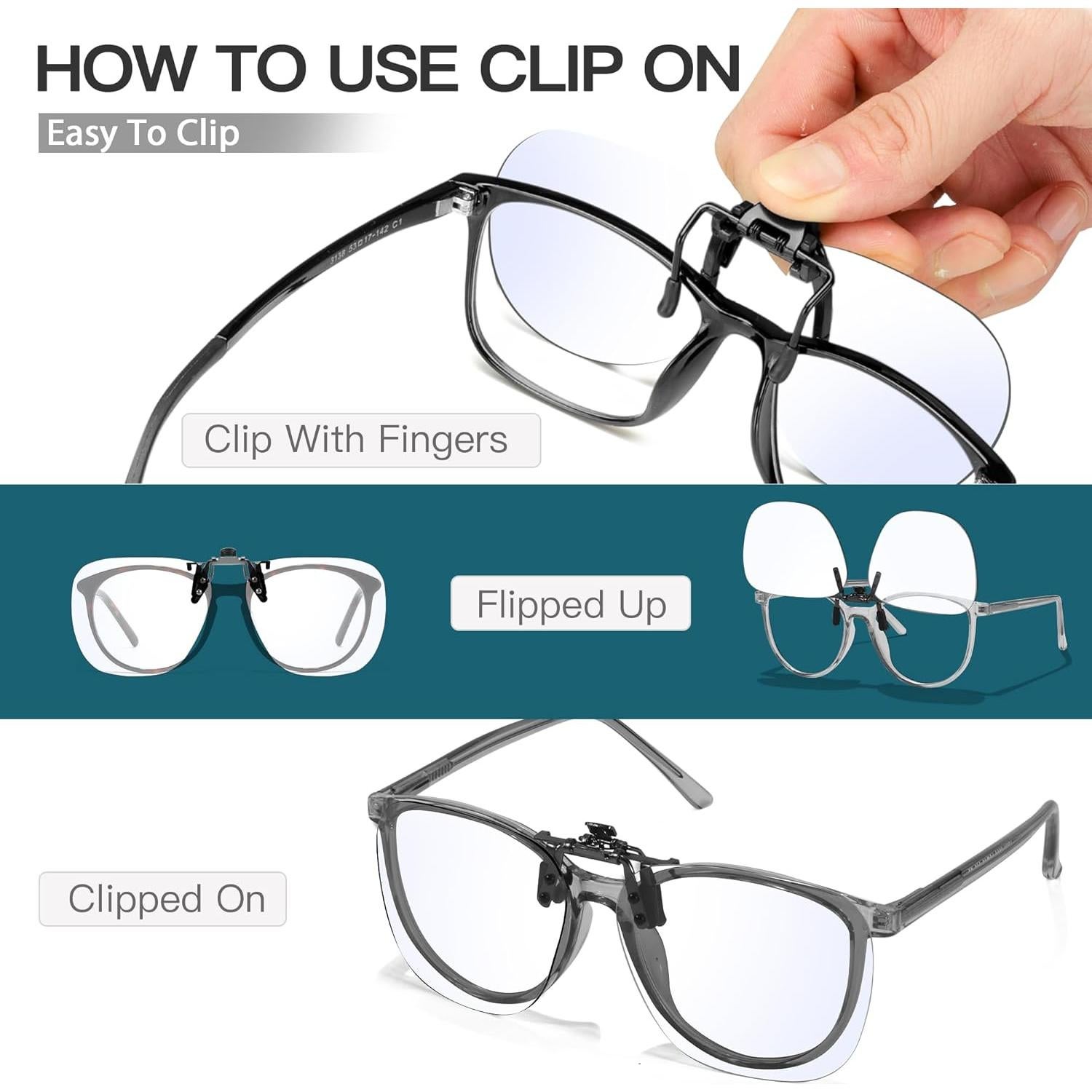 Gafas Clip-On de Luz Azul Trysee TS1008 para Hombres y Mujeres