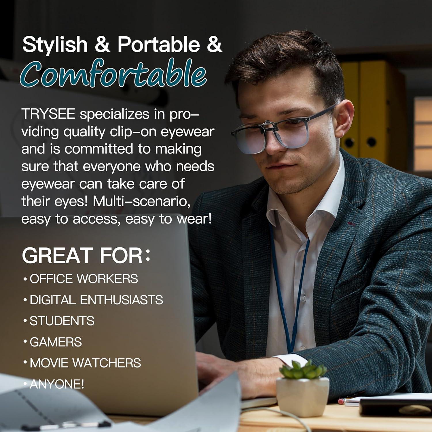 Gafas Clip-On de Luz Azul Trysee TS1008 para Hombres y Mujeres