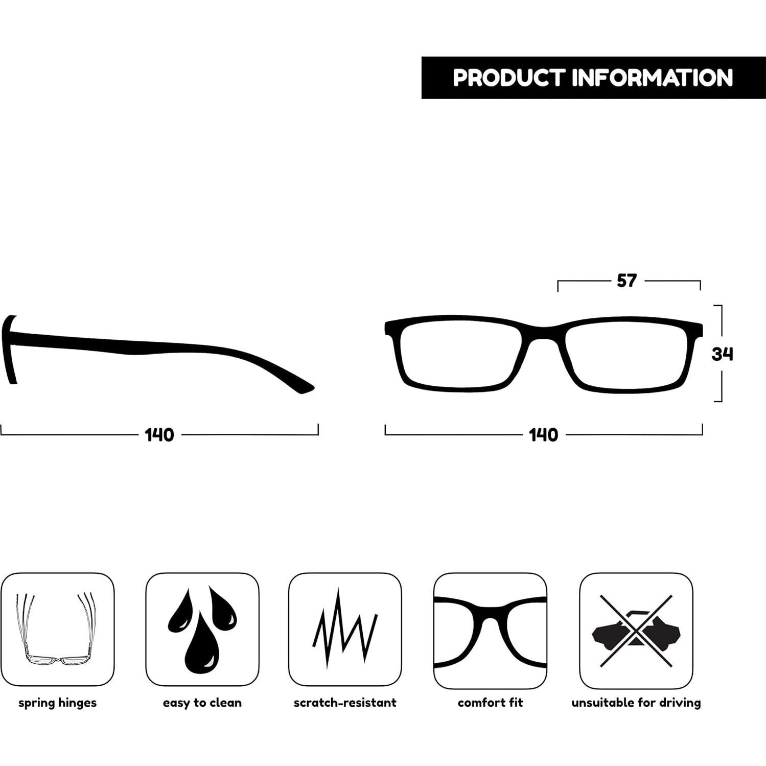 Gafas de Lectura Opulize SEE con Bloqueo Luz Azul +2 Unisex