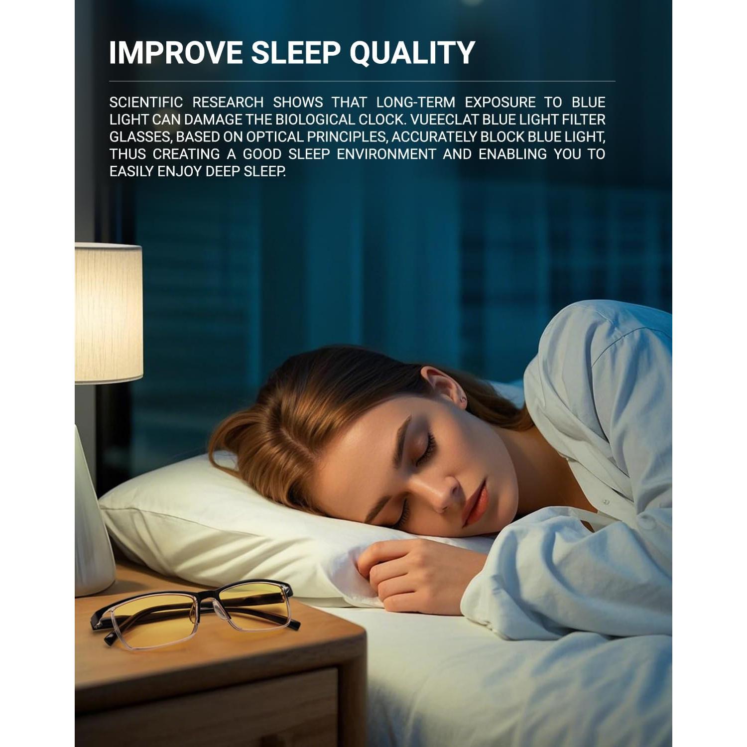 Gafas de Bloqueo de Luz Azul VUEECLAT Amarillo 80% Anti-Fatiga