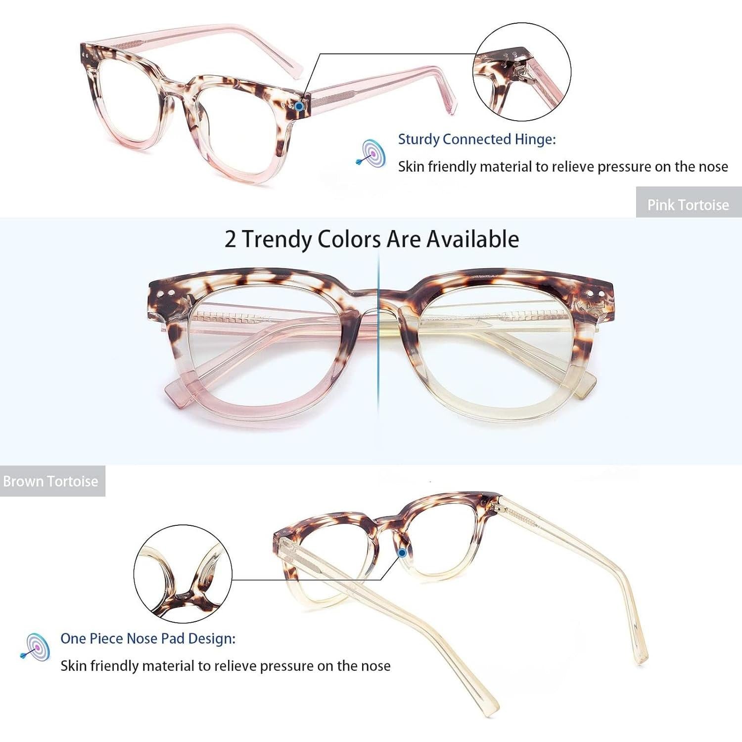 Gafas de lectura TR90 anti luz azul para mujeres 2.5D