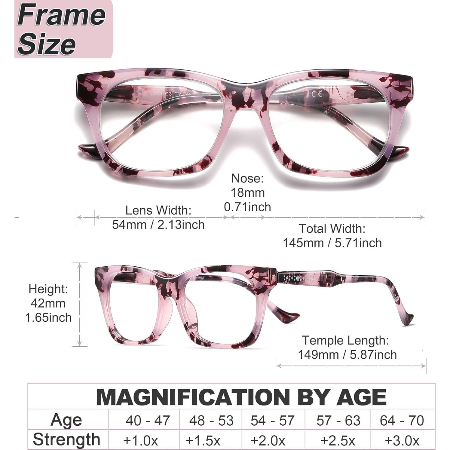 Gafas de lectura grandes mujer estilo Oprah con luz azul 2.75D