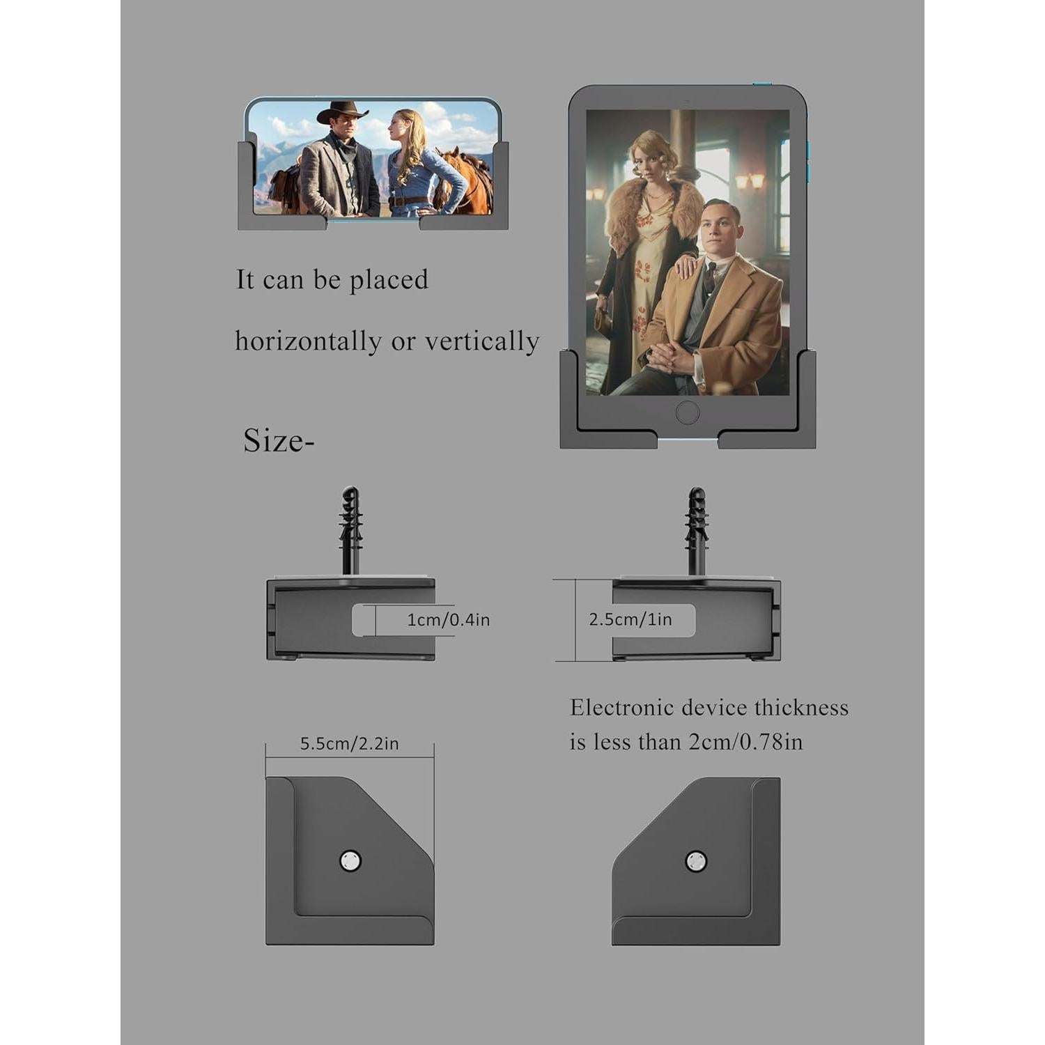 Soporte de pared para tabletas ZZHDESBY Negro Ajustable