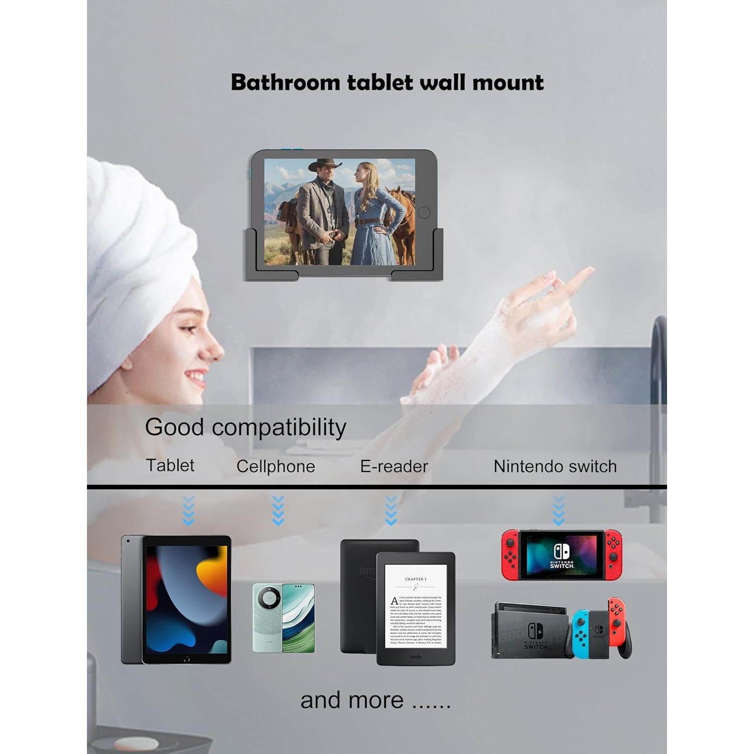 Soporte de pared para tabletas ZZHDESBY Negro Ajustable