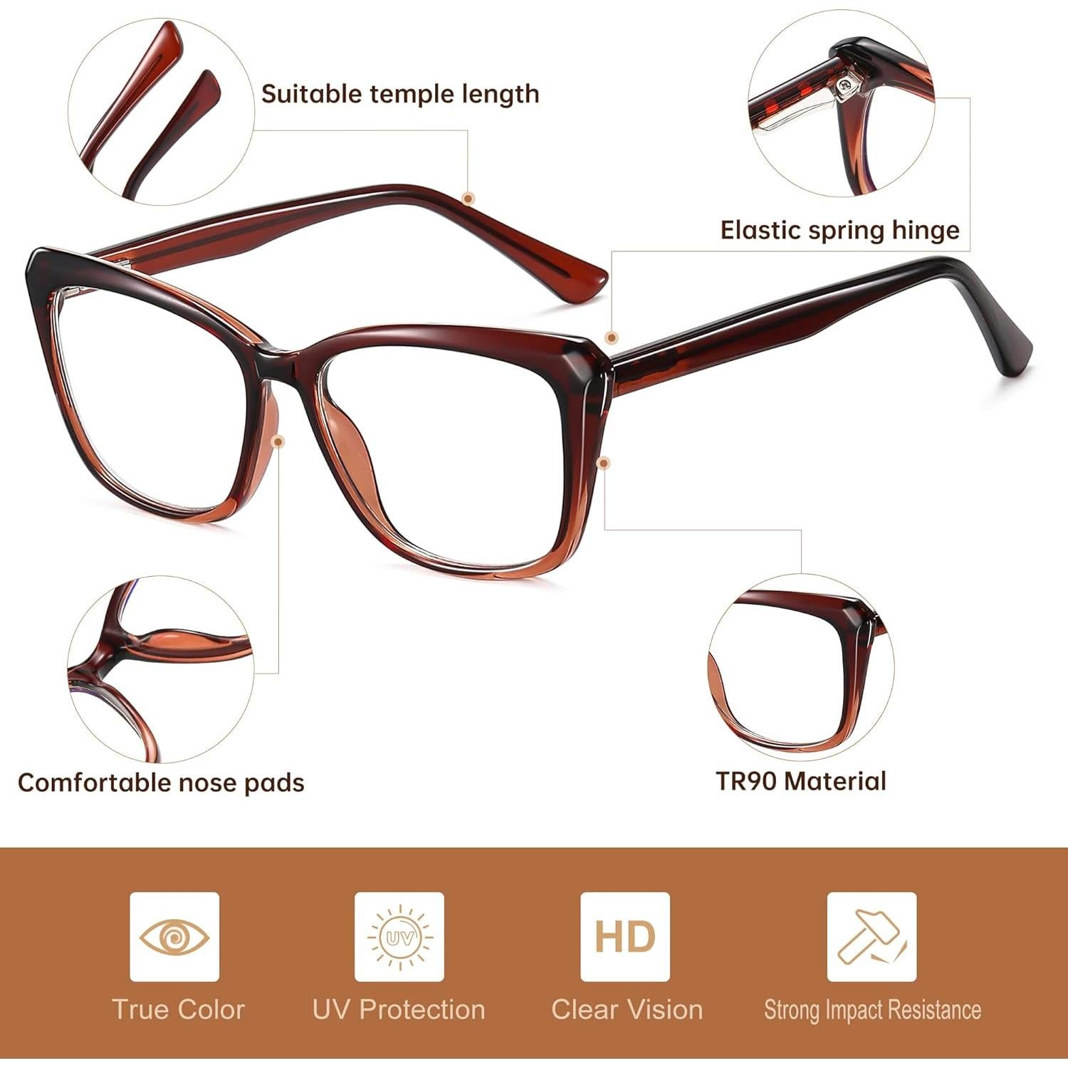 Gafas de lectura anti-luz azul EYEGUARD TR90 Gato Ojo 2.0x