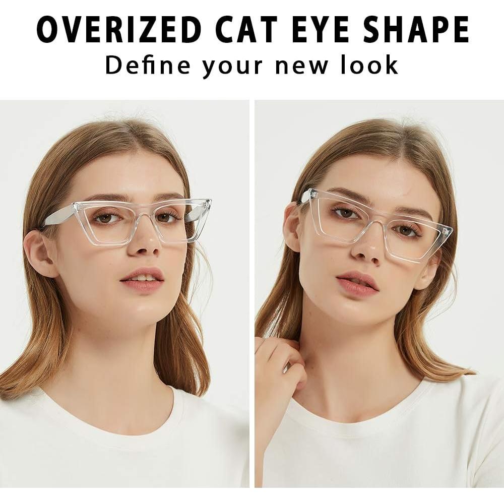 Gafas de lectura oversized JiSoo para mujer, filtro luz azul