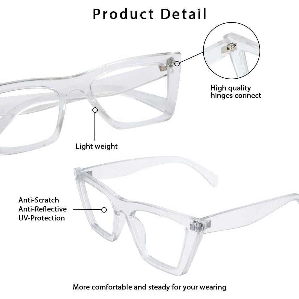 Gafas de lectura oversized JiSoo para mujer, filtro luz azul