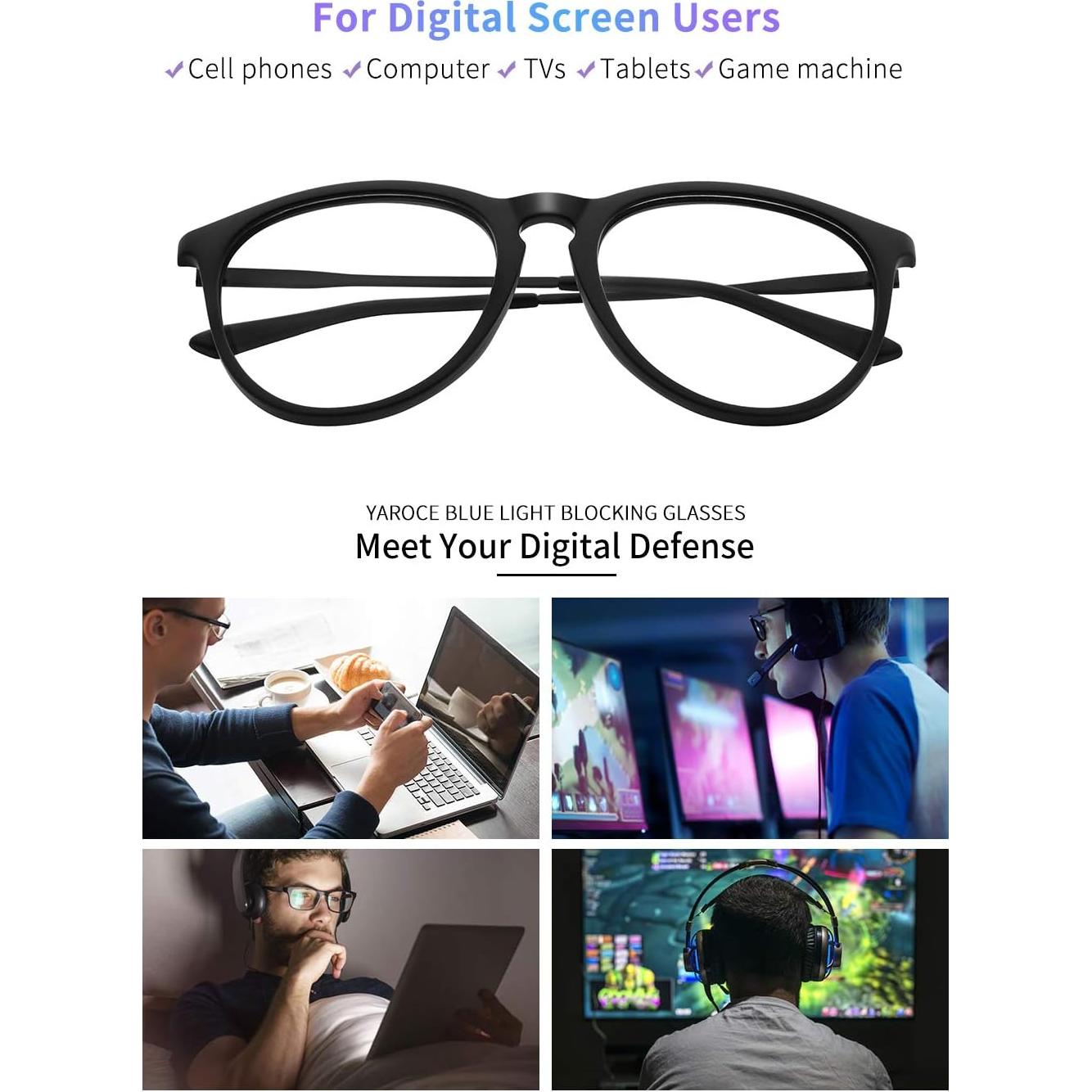 Gafas de Luz Azul YAROCE para Mujeres y Hombres - Anti Reflejo