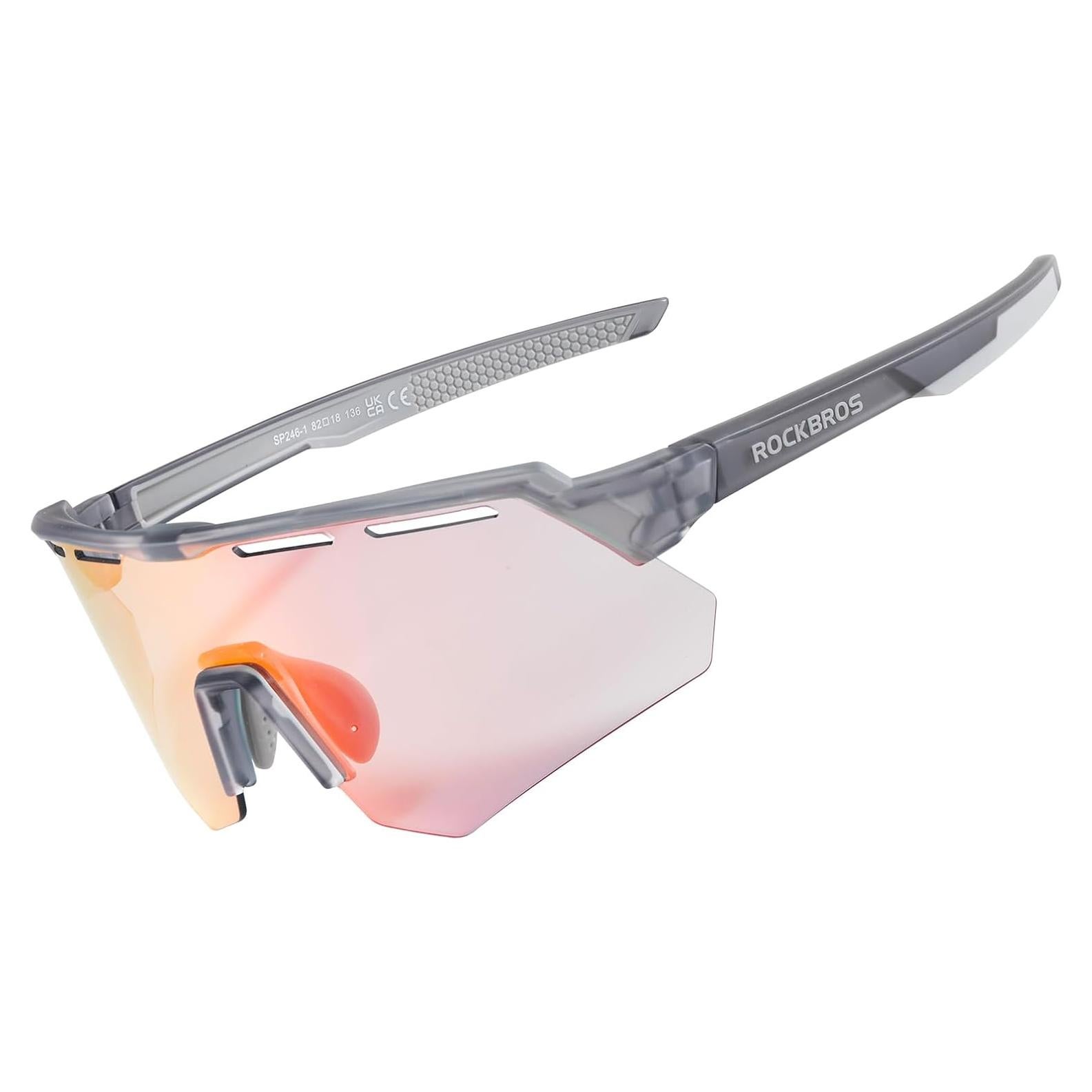 Gafas de Ciclismo Fotoquímicas ROCKBROS UV400 Gris/Rojo