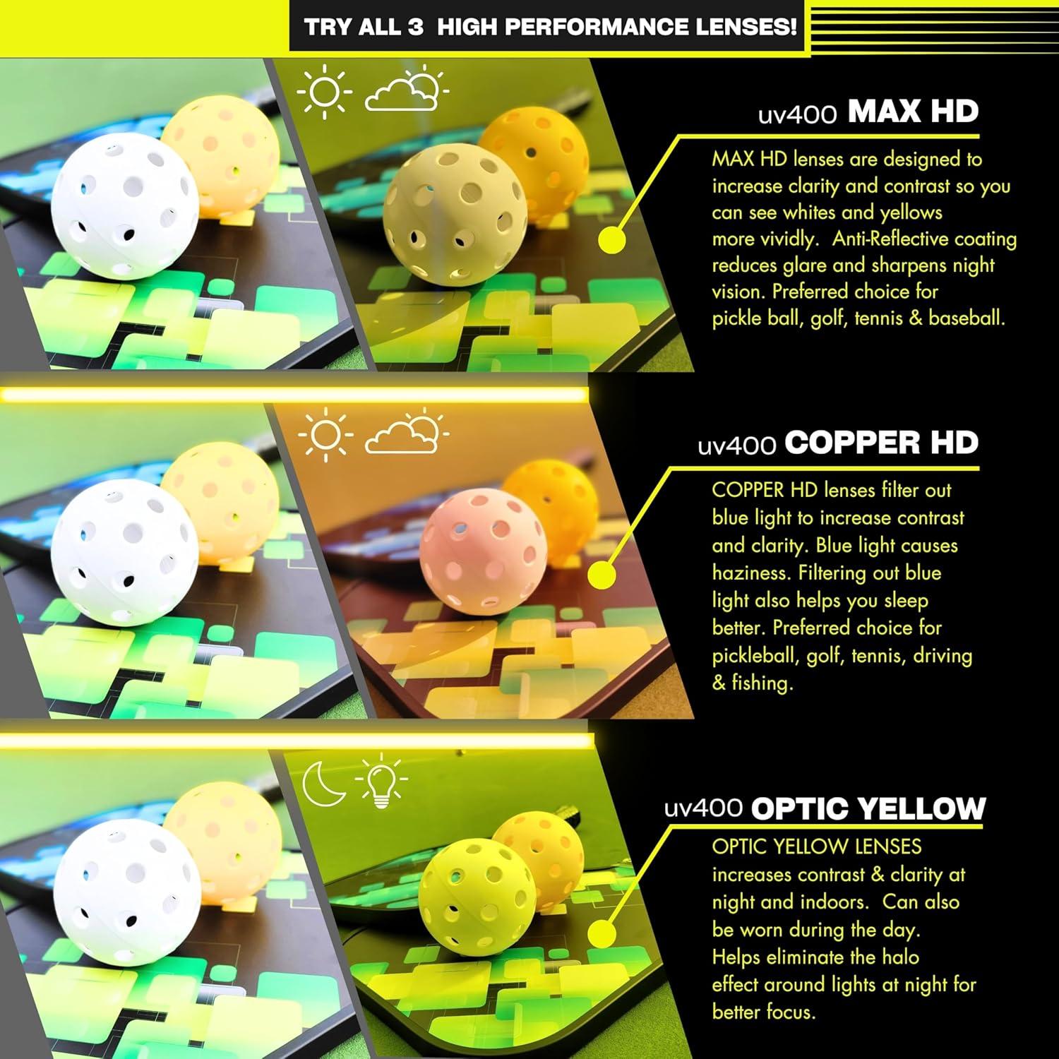 Gafas de Sol Deportivas proSPORT UV400 HD para Pickleball