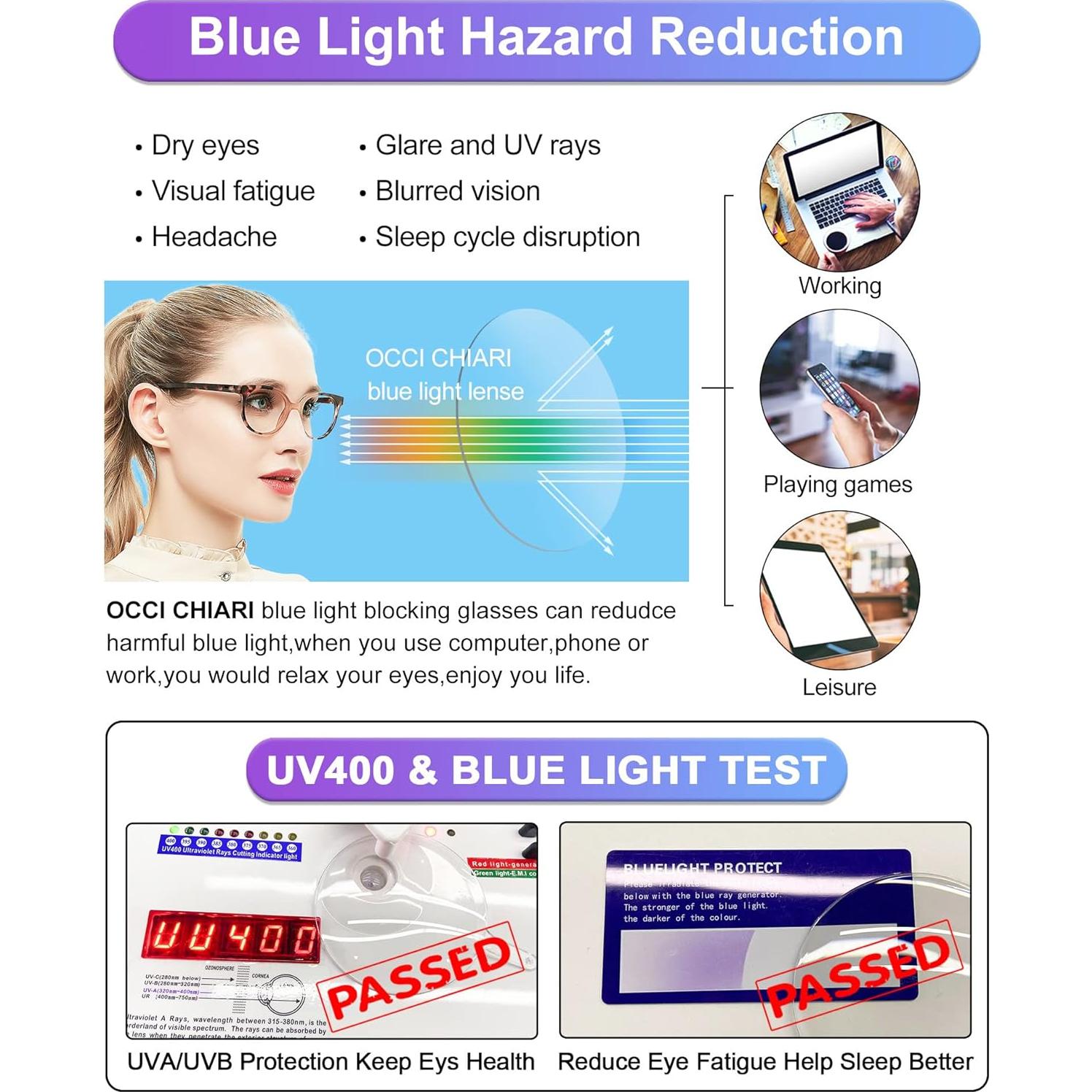 Gafas de Lectura OCCI CHIARI Filtro Luz Azul +1.0X Mujeres