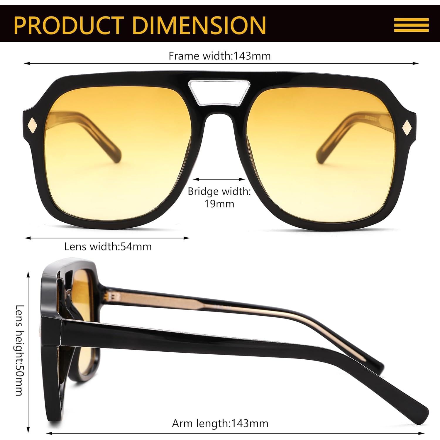 Gafas de Sol Aviador Pro Acme Retro UV400 Amarillo Gradiente