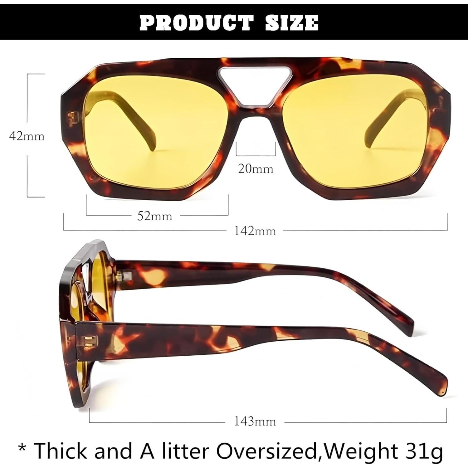 Gafas de sol cuadradas de aviador ADE WU UV400 unisex