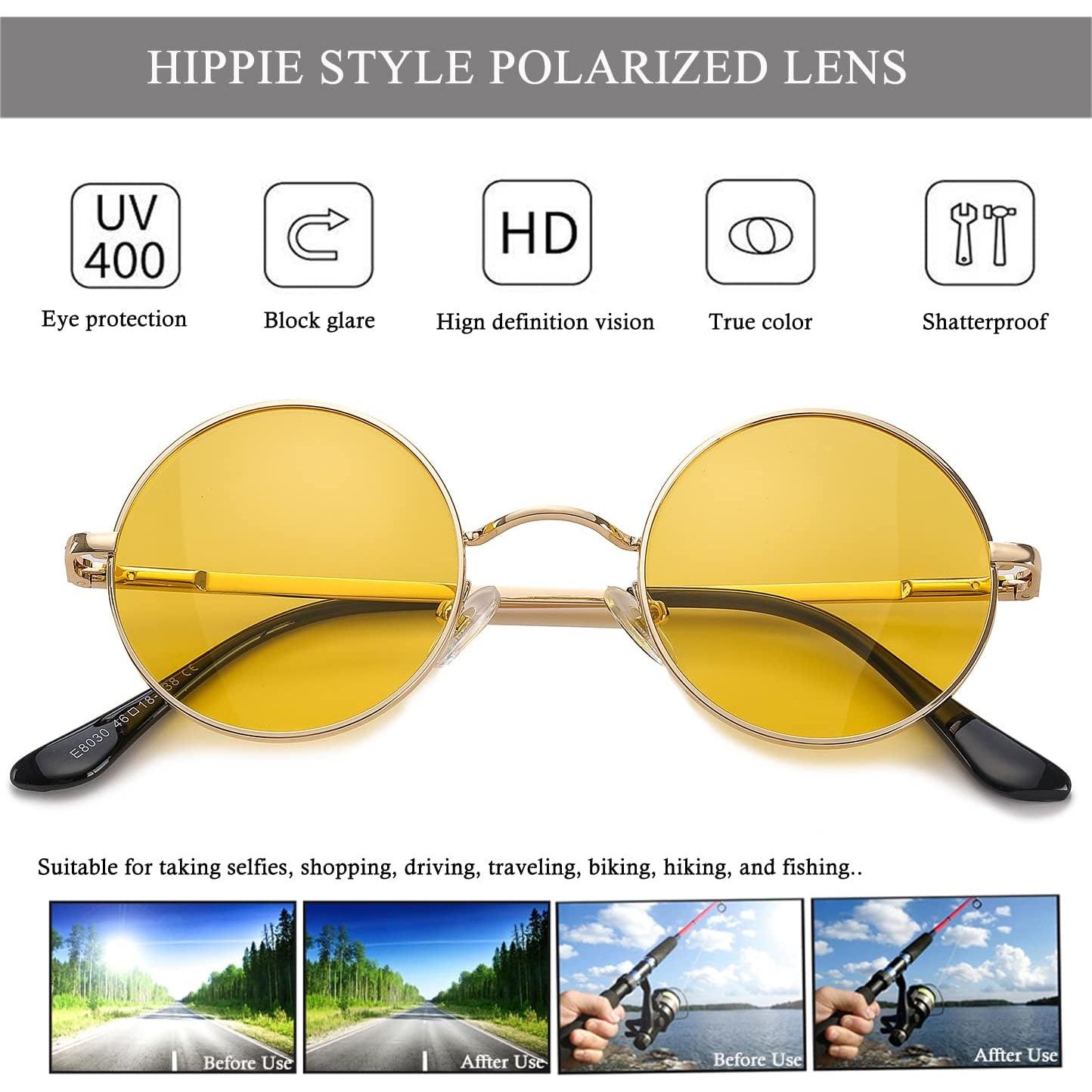 Gafas de sol redondas polarizadas HJSTES UV400 unisex