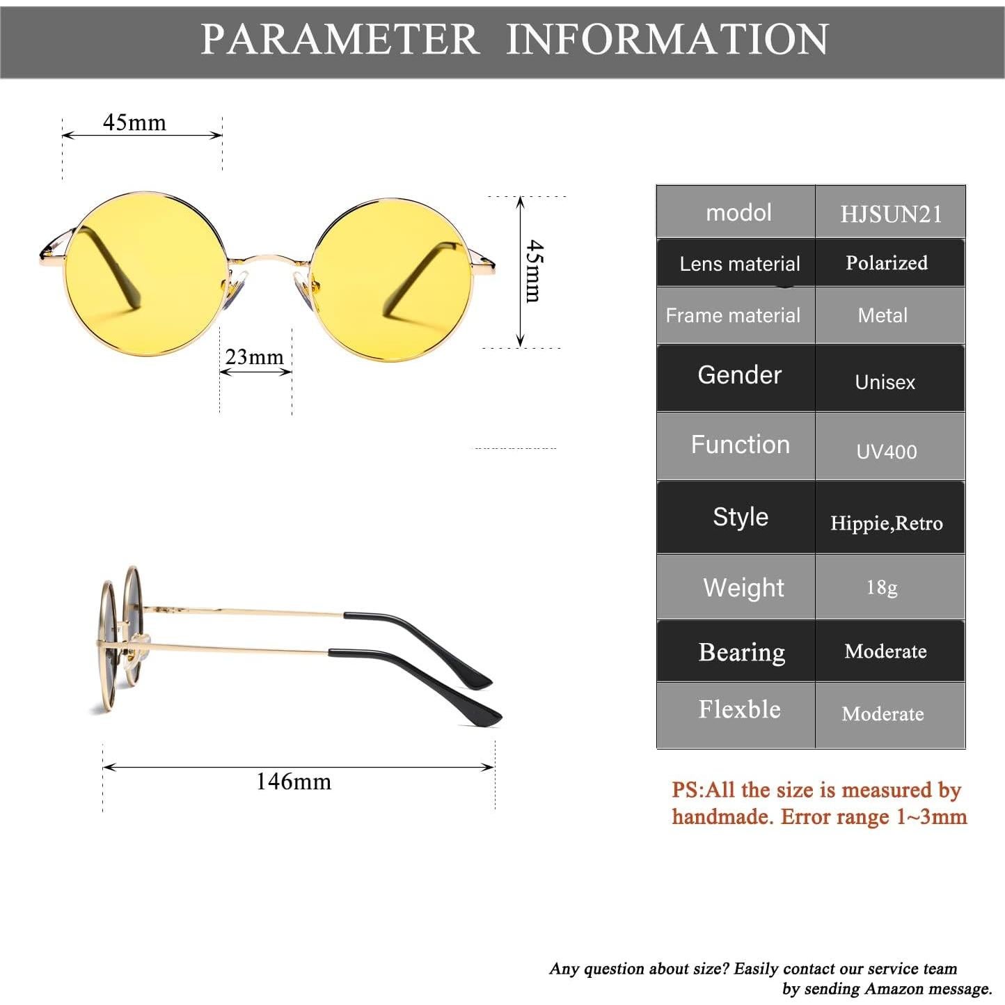 Gafas de sol redondas polarizadas HJSTES UV400 unisex