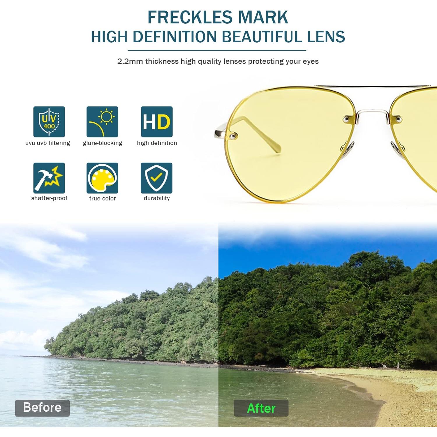 Gafas de sol aviador Freckles Mark unisex retro 62mm UV400