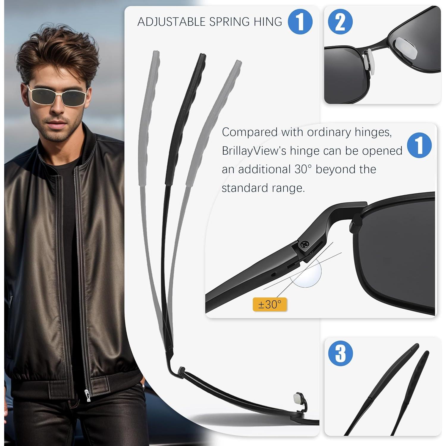 Gafas de sol polarizadas BrillayView UV400 con marco metálico