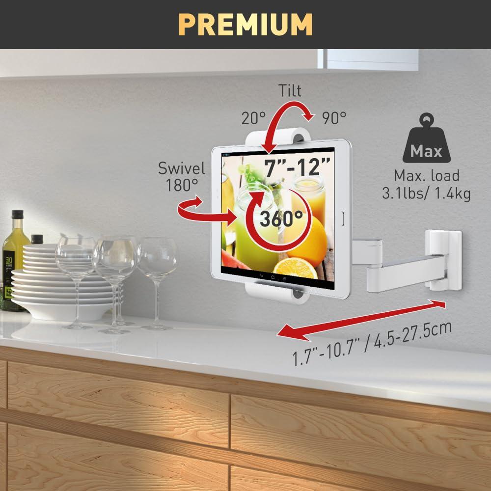 Soporte de Tablet Barkan T54 7-12" Pared 360° Movimiento Completo