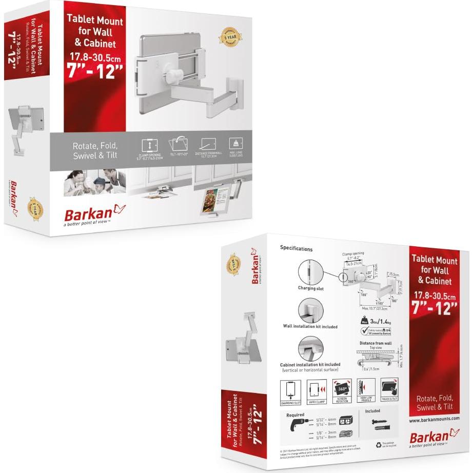 Soporte de Tablet Barkan T54 7-12" Pared 360° Movimiento Completo