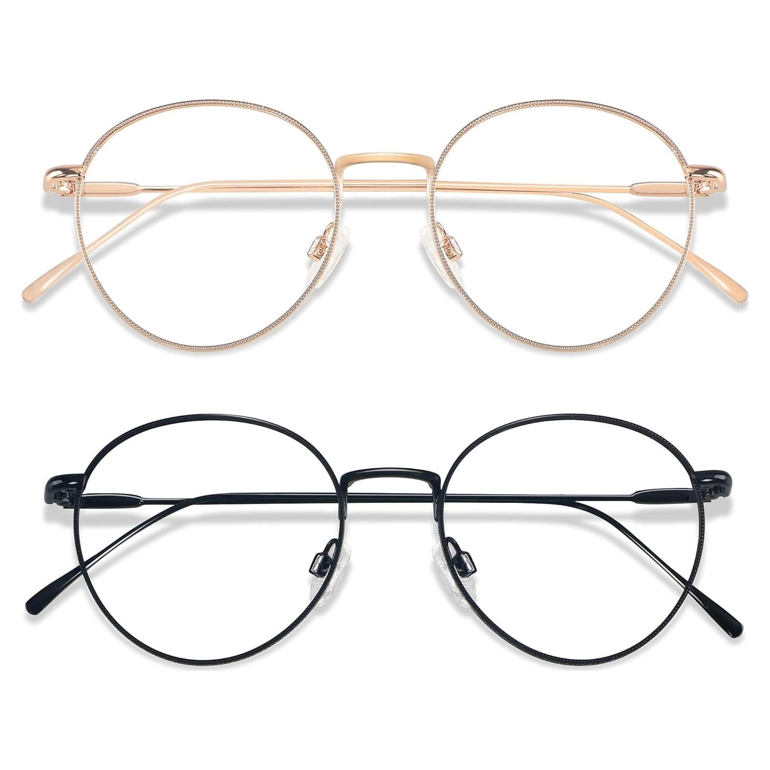 Gafas de bloqueo de luz azul ANDWOOD unisex 2pack oro rosa y negro