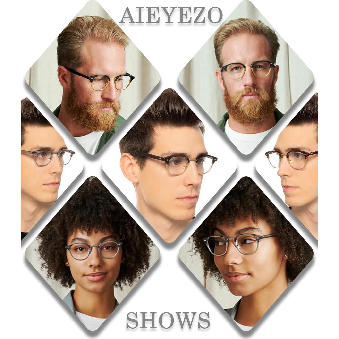 Gafas Retro AIEYEZO Semi-Aro Luz Azul Unisex 47mm Carey/Oro