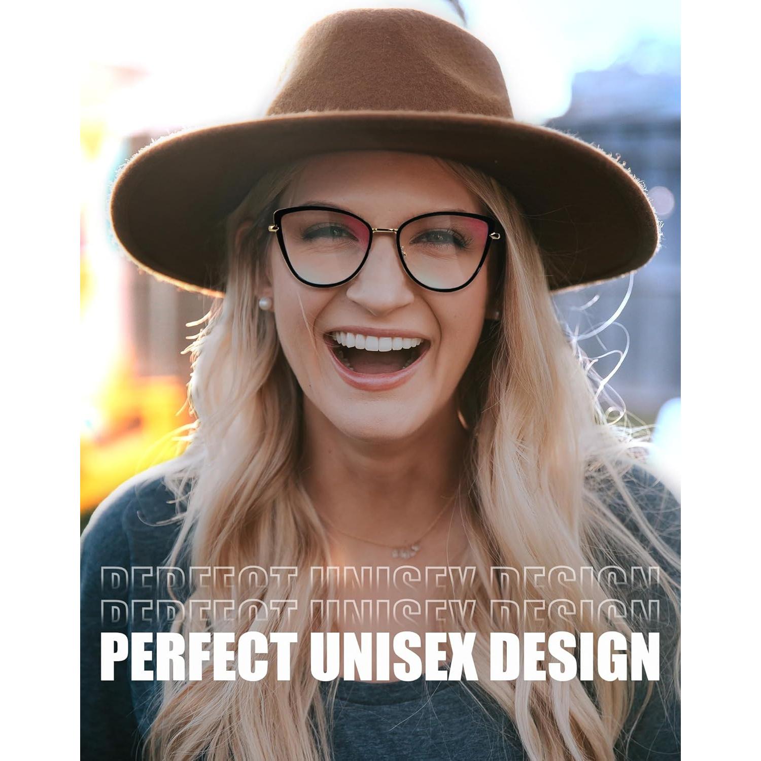 Gafas de Luz Azul ROWCHIC Ojo de Gato para Mujeres - Negros/Dorados