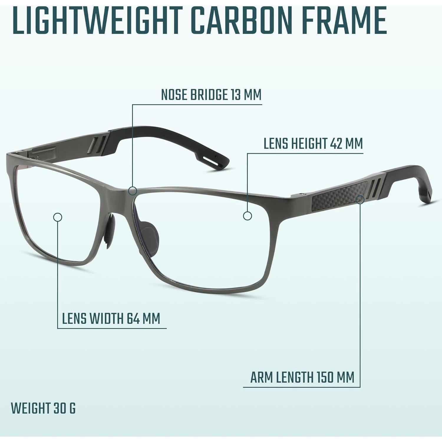 Gafas Anti Luz Azul TR90 UV400 para Hombres - Metal Gris