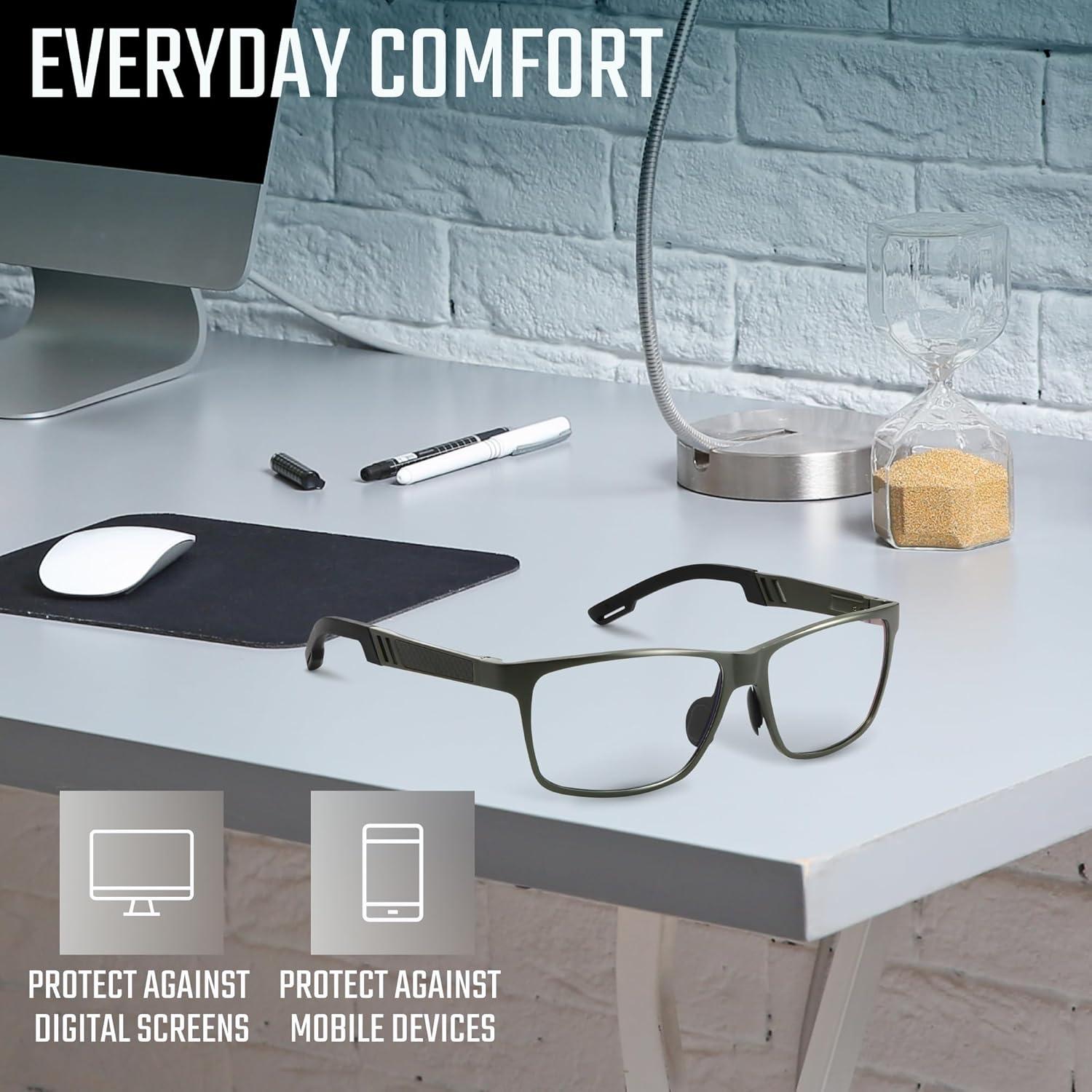 Gafas Anti Luz Azul TR90 UV400 para Hombres - Metal Gris