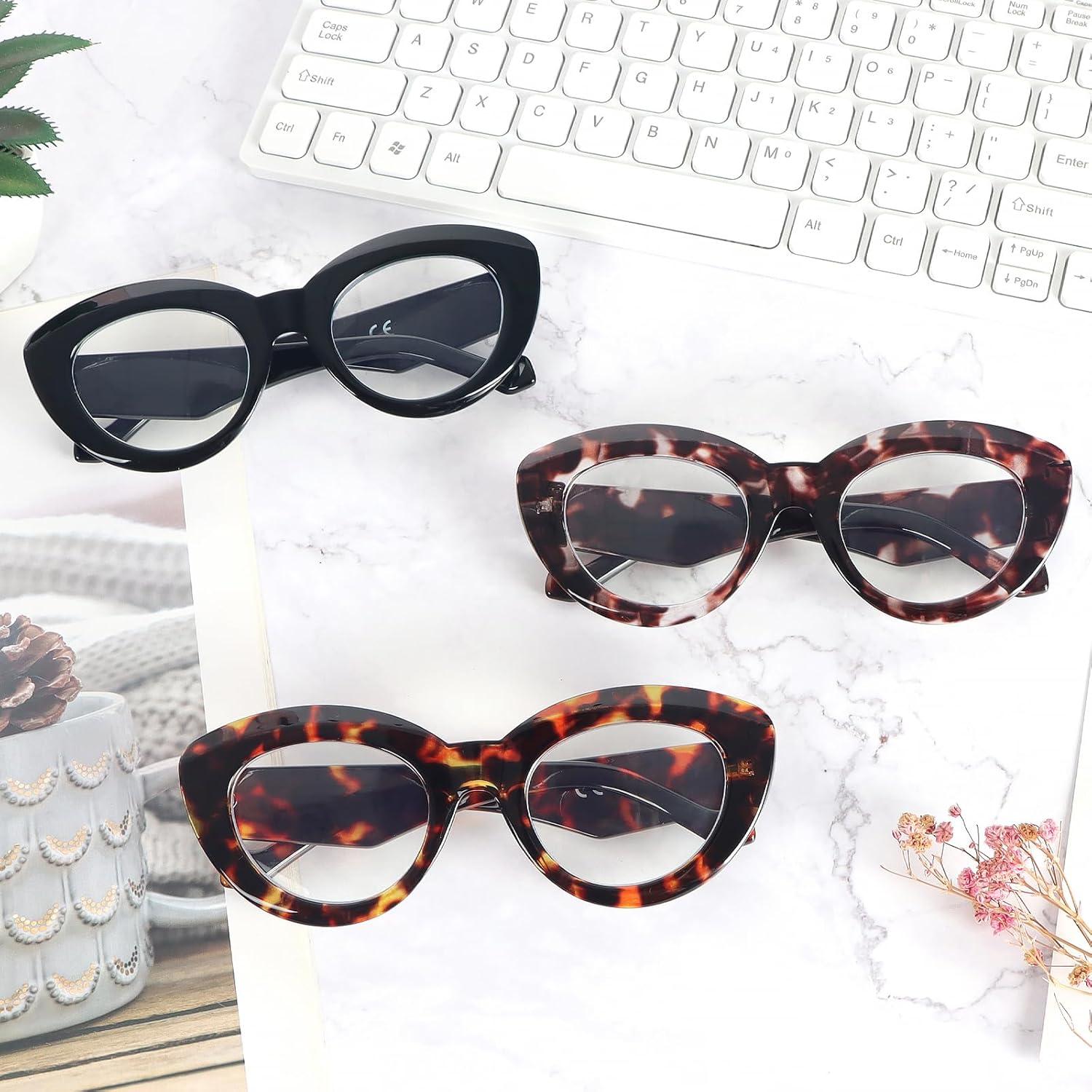 Gafas de Lectura MMOWW Ojo de Gato 3 Pares Bloqueo Luz Azul