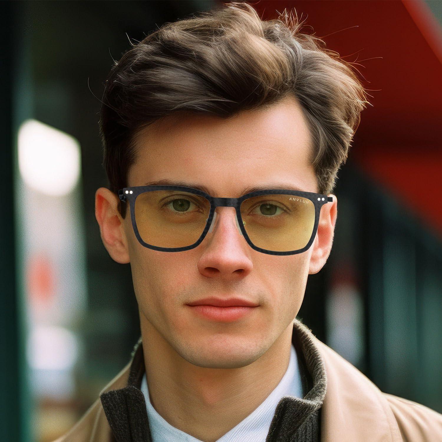 Gafas de luz azul ANYLUV AN4562-N para hombres - Fibra de carbono