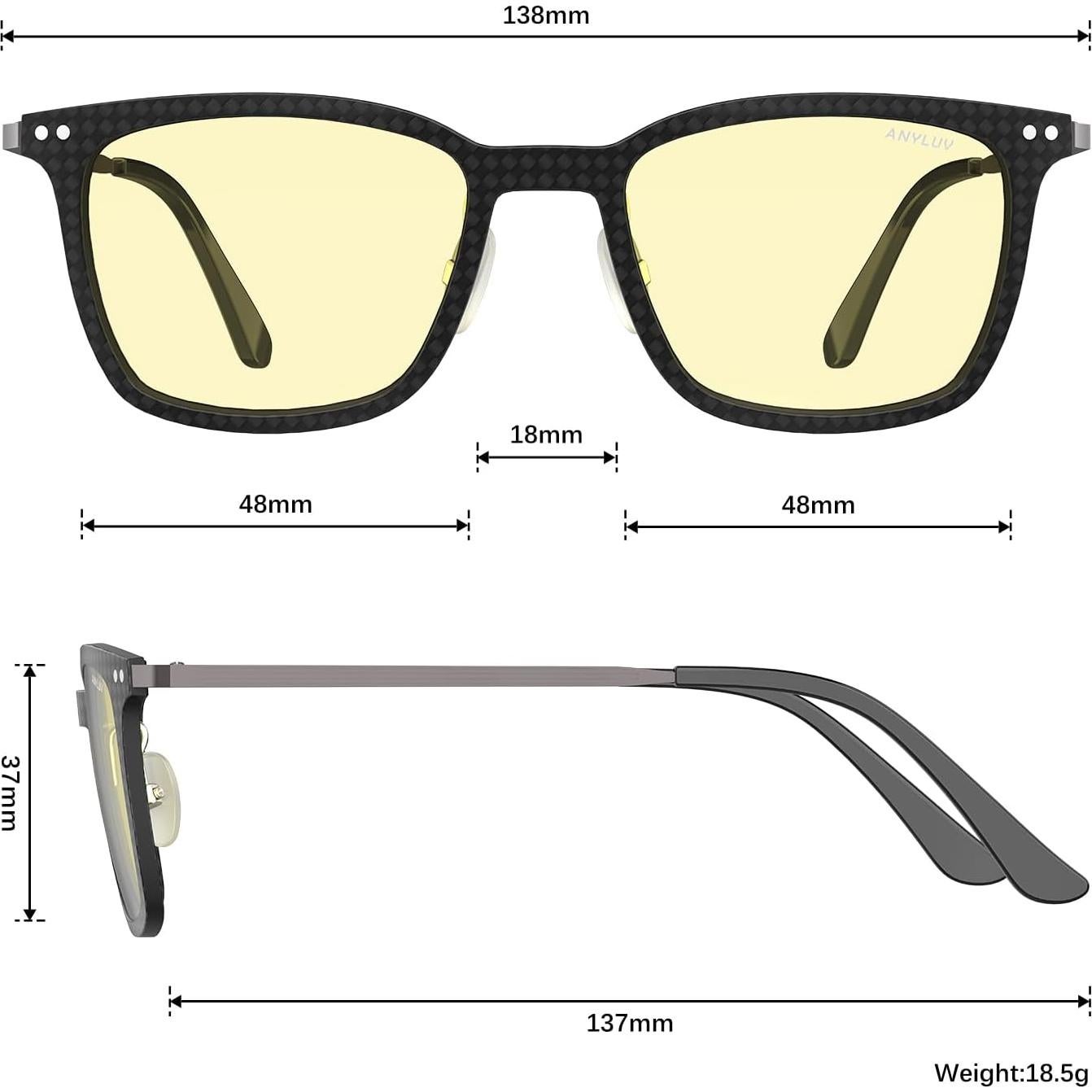 Gafas de luz azul ANYLUV AN4562-N para hombres - Fibra de carbono