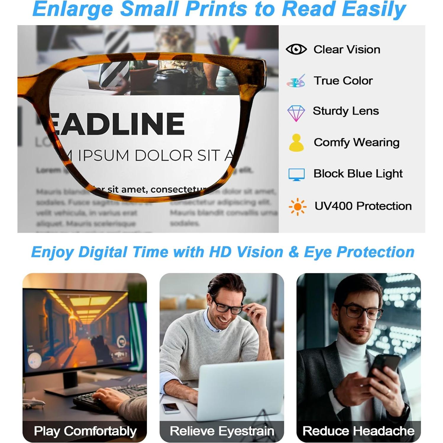 Gafas de lectura WEMOOTANTS bloqueadoras luz azul 2.75x