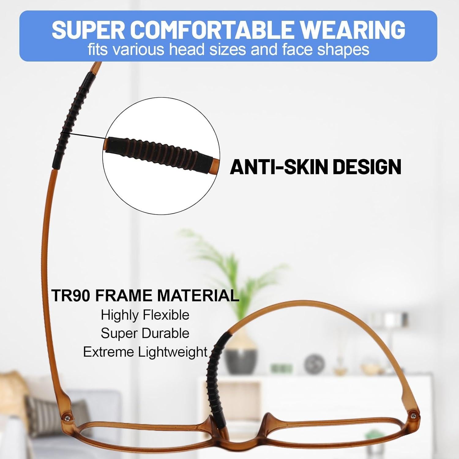 4 Paquetes de Gafas de Lectura WEMOOTANTS 1.5 con Bloqueo Luz Azul