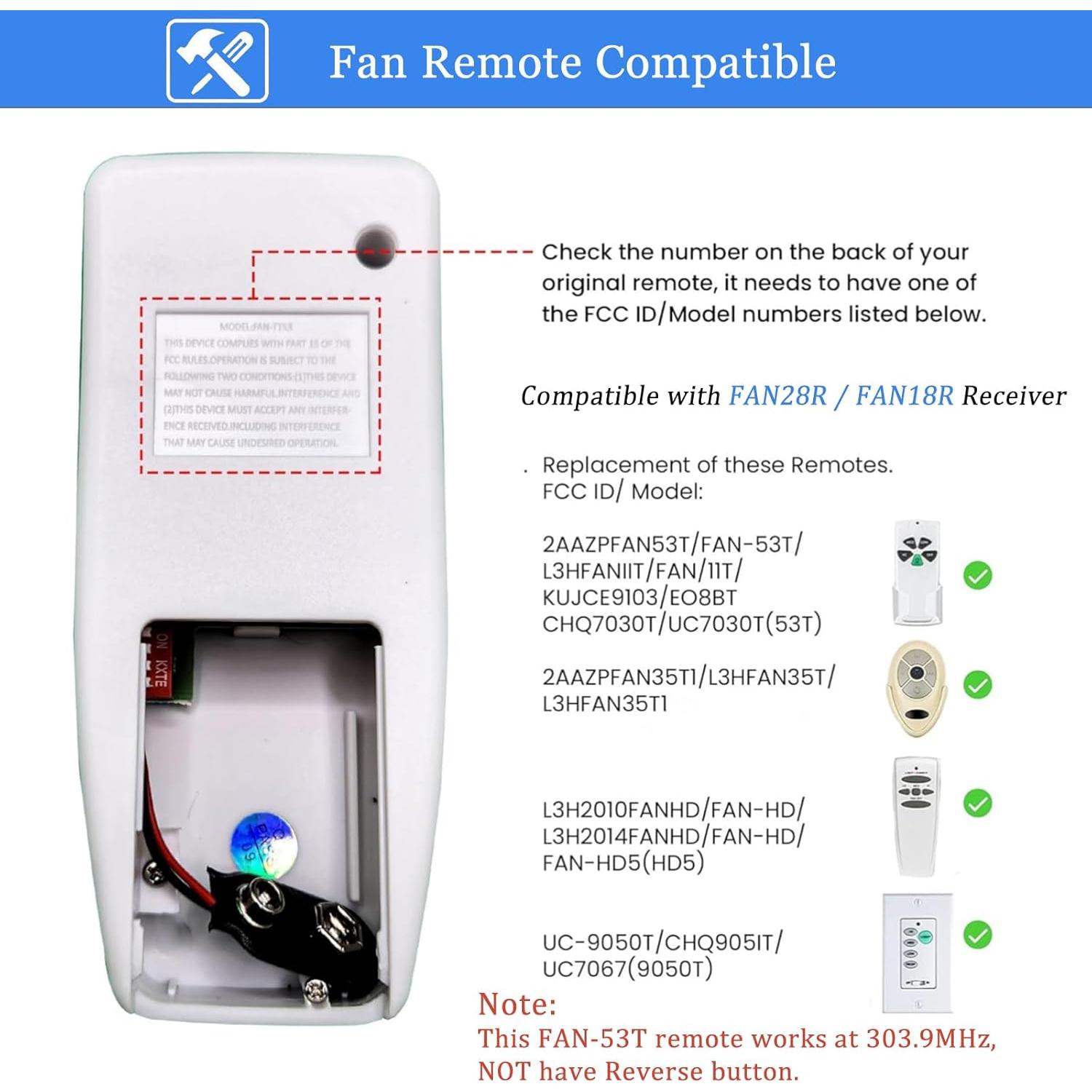 Control Remoto FAN53T para Ventilador de Techo Harbor Breeze