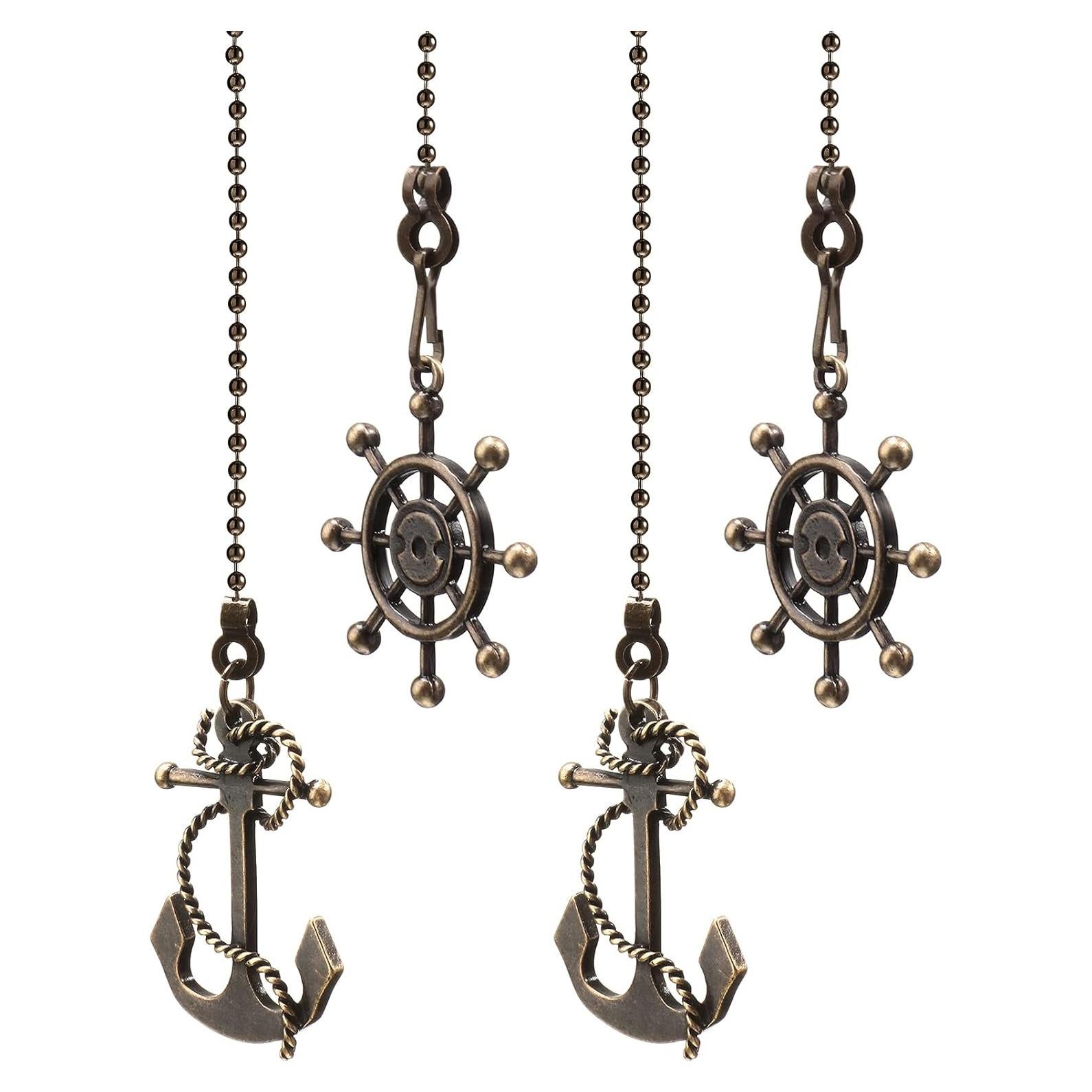 4 Cadenas de Tirar Vintage Honoson para Ventilador de Techo 35 cm Bronce