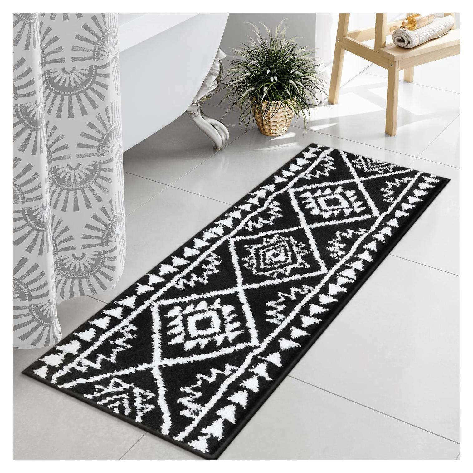 Alfombra de Baño Boho Negra Uphome 46x119 cm Antideslizante