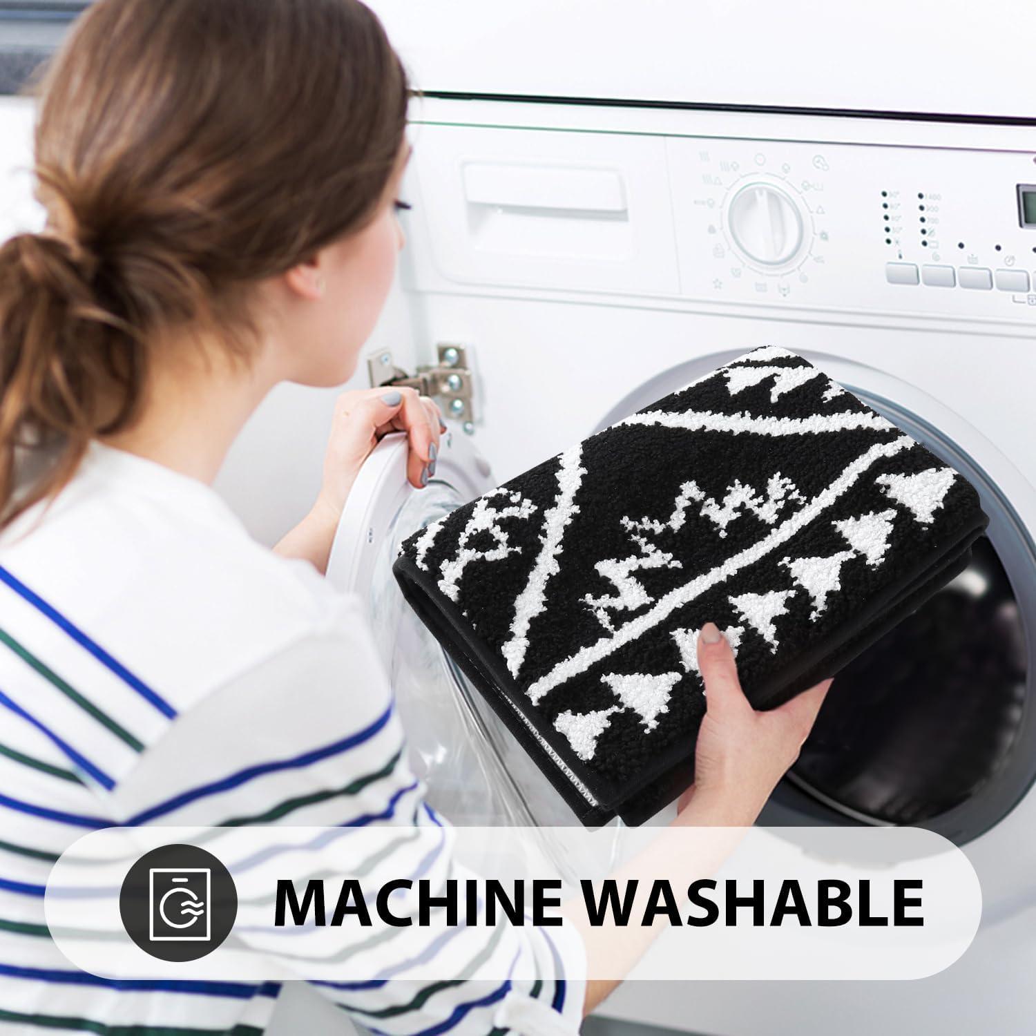 Alfombra de Baño Boho Negra Uphome 46x119 cm Antideslizante