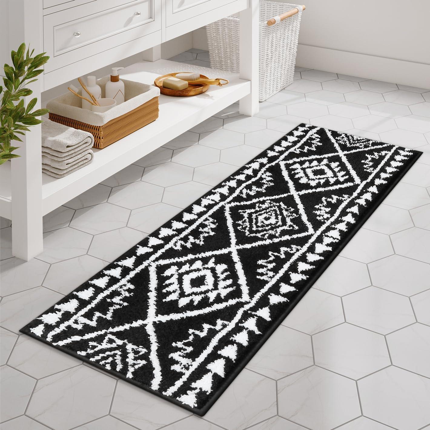 Alfombra de Baño Boho Negra Uphome 46x119 cm Antideslizante