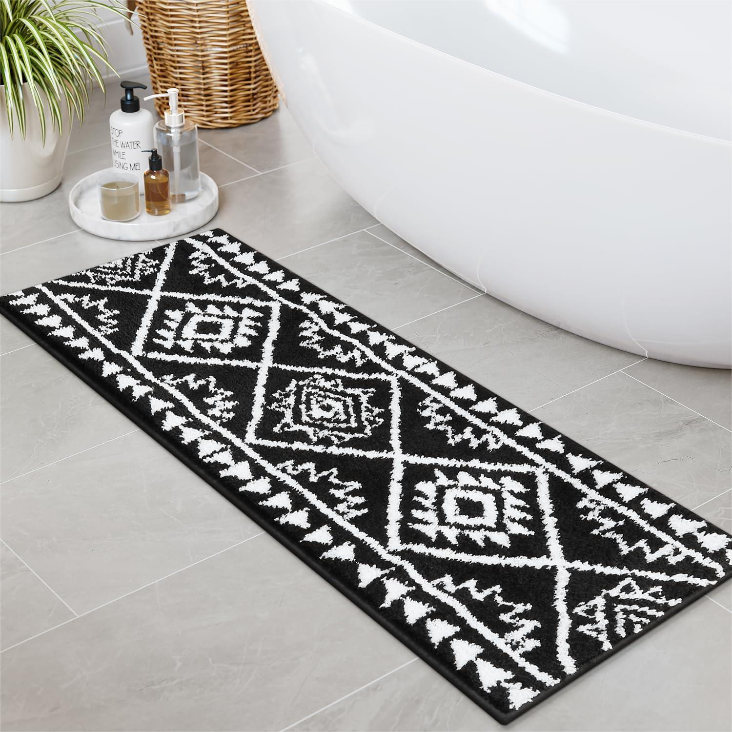 Alfombra de Baño Boho Negra Uphome 46x119 cm Antideslizante