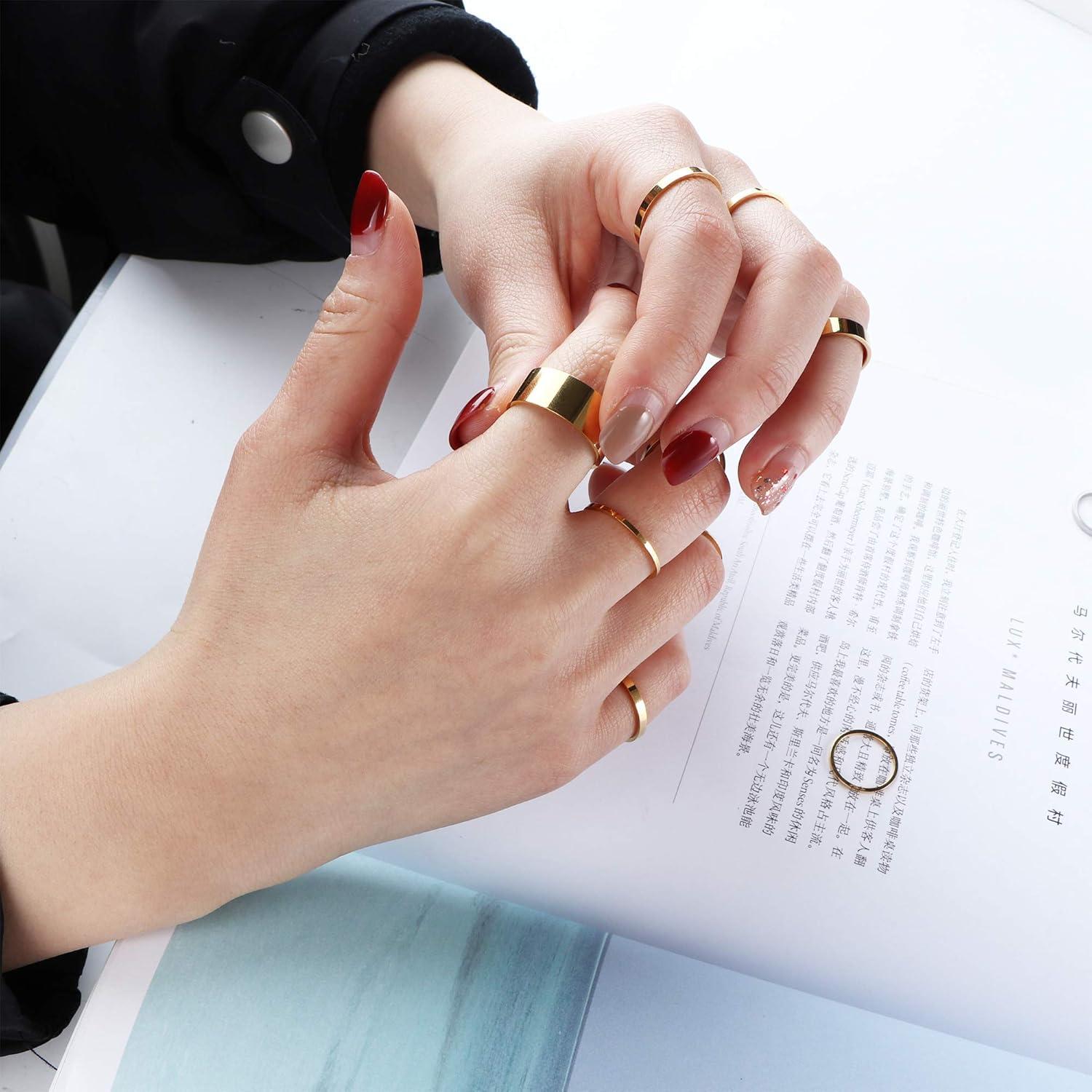 Conjunto de Anillos de Nudillo HAIAISO 10 Pcs Acero Inoxidable