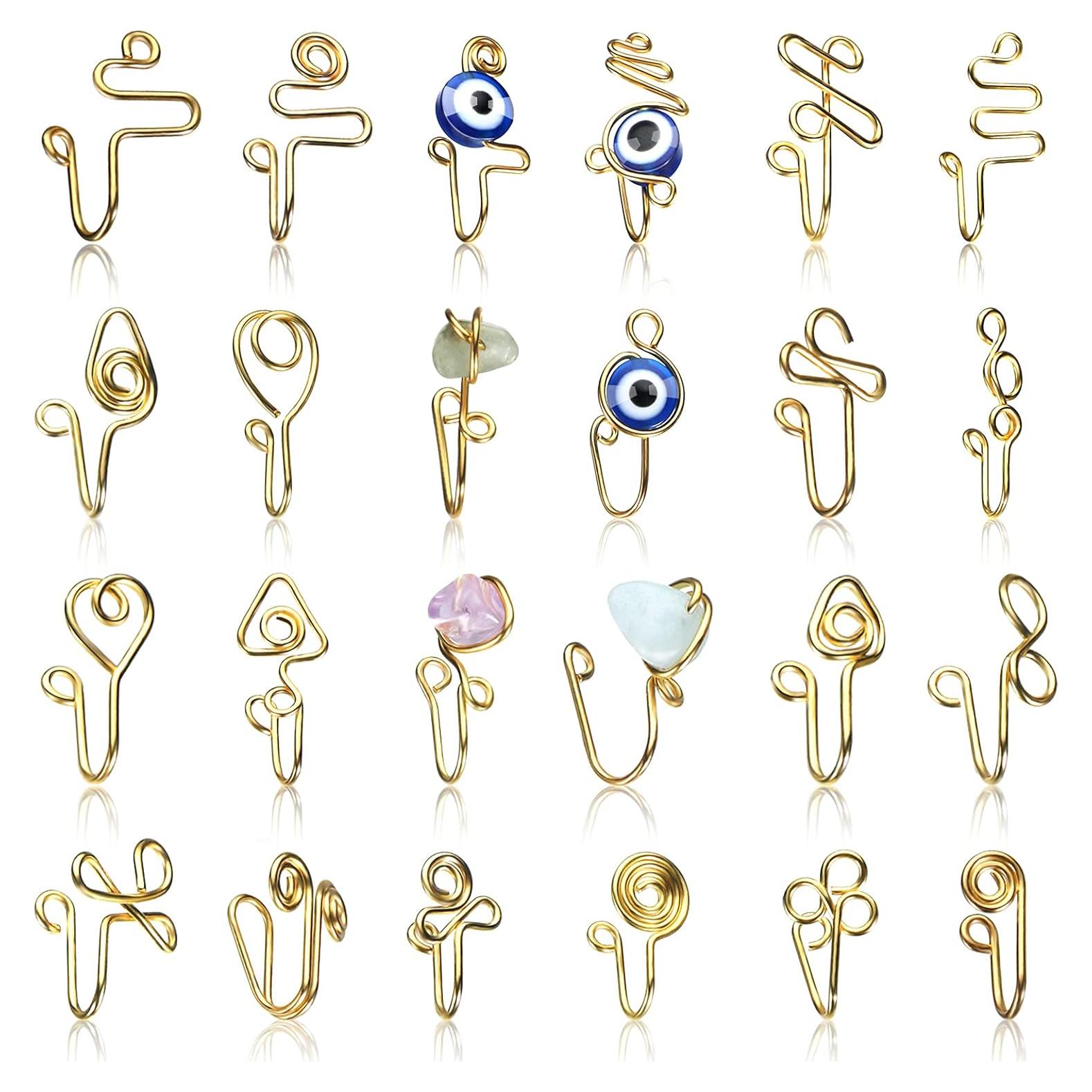 Anillos Falsos para Nariz Jadive 24 Piezas Acero Inoxidable