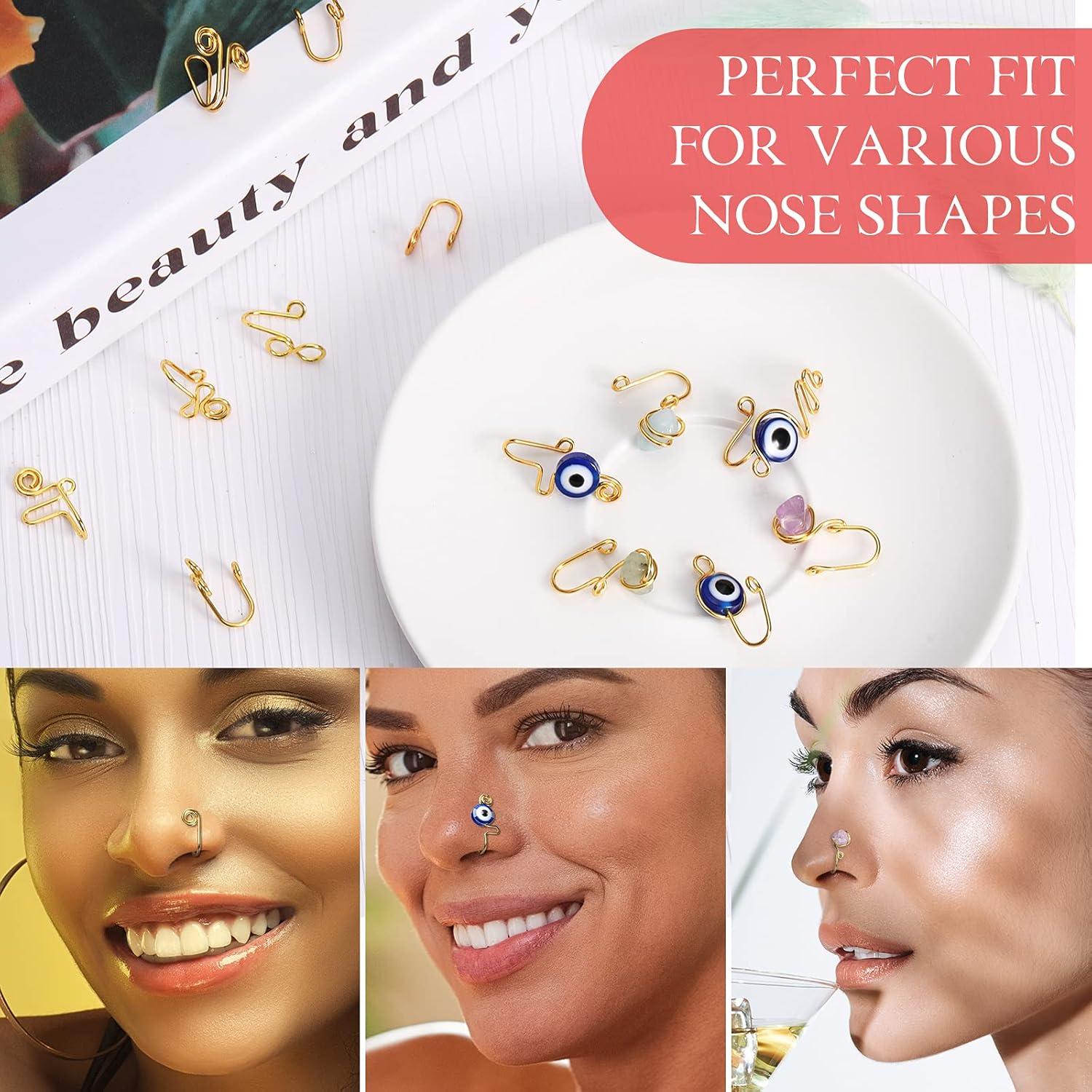 Anillos Falsos para Nariz Jadive 24 Piezas Acero Inoxidable