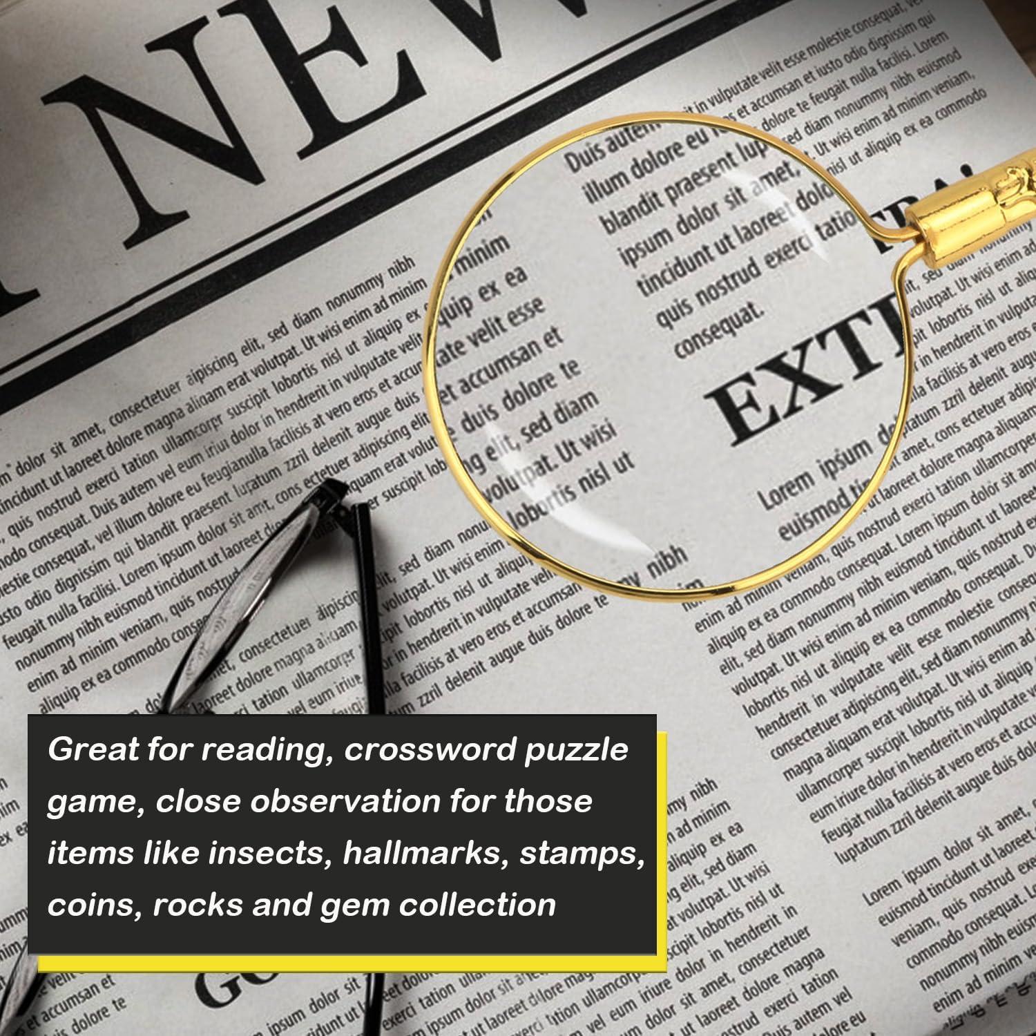 Lupa de Mano Rongon 5X con Mango Dorado para Lectura