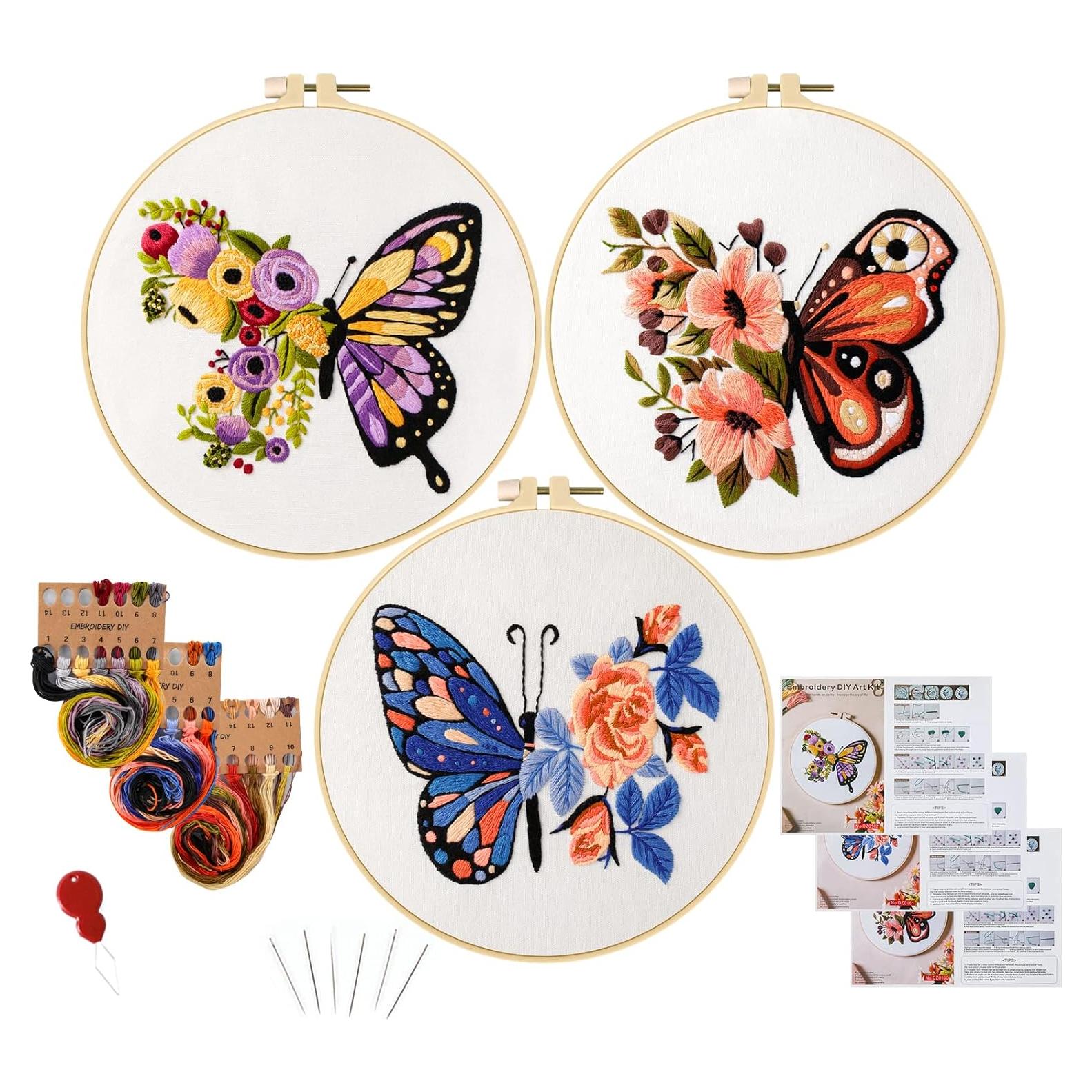 Kit de Bordado Anidaroel Mariposa para Principiantes - 3 Piezas