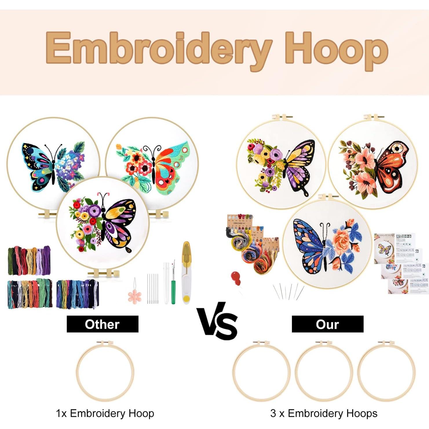 Kit de Bordado Anidaroel Mariposa para Principiantes - 3 Piezas