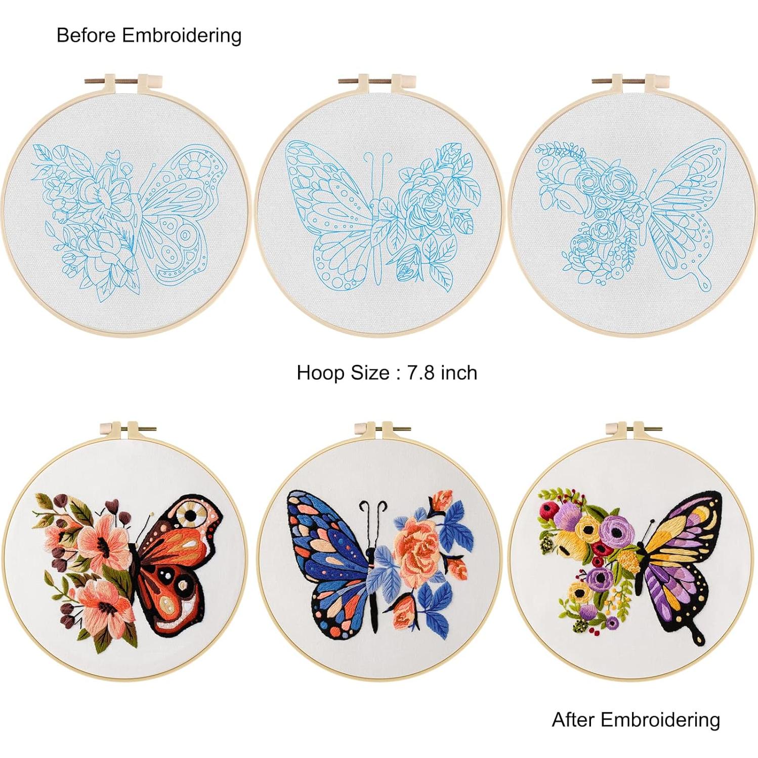 Kit de Bordado Anidaroel Mariposa para Principiantes - 3 Piezas