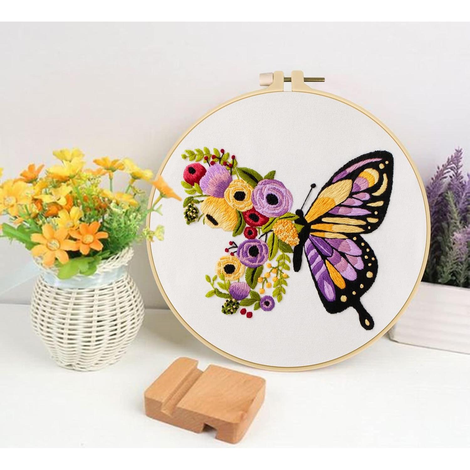 Kit de Bordado Anidaroel Mariposa para Principiantes - 3 Piezas