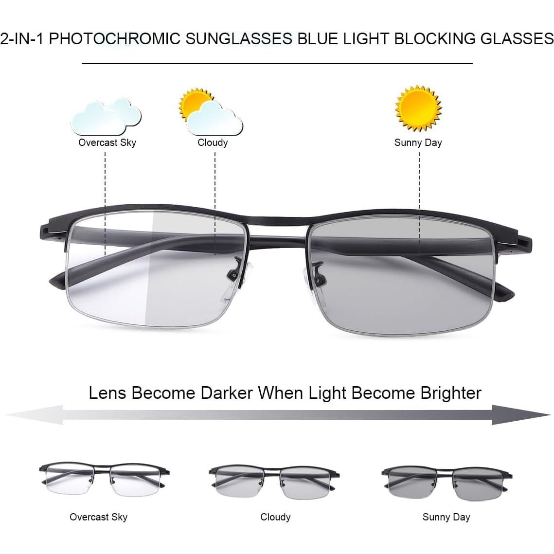 Gafas fotocromáticas YIMI UV400 anti luz azul para adultos