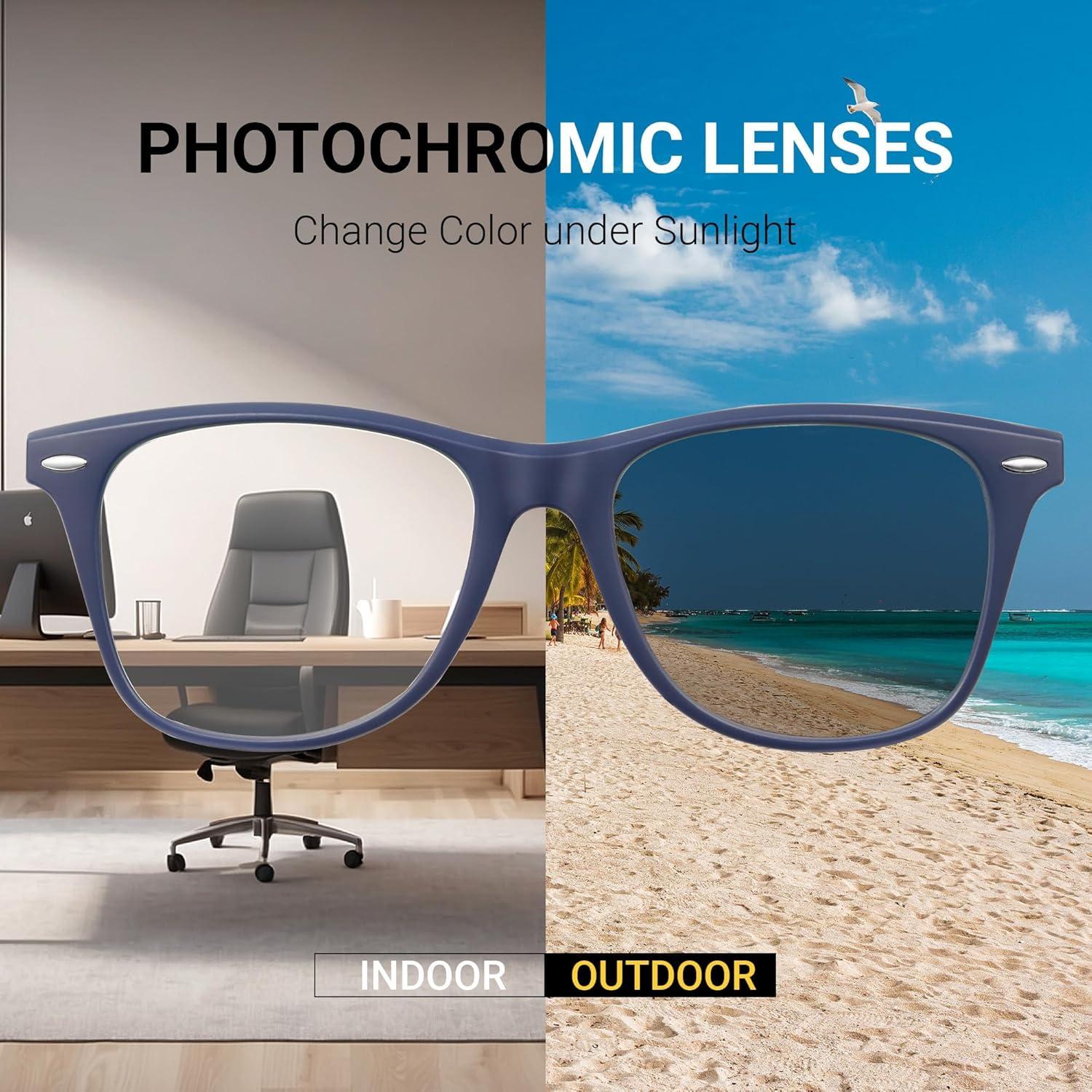 Gafas bloqueadoras de luz azul JM fotocromáticas para adultos