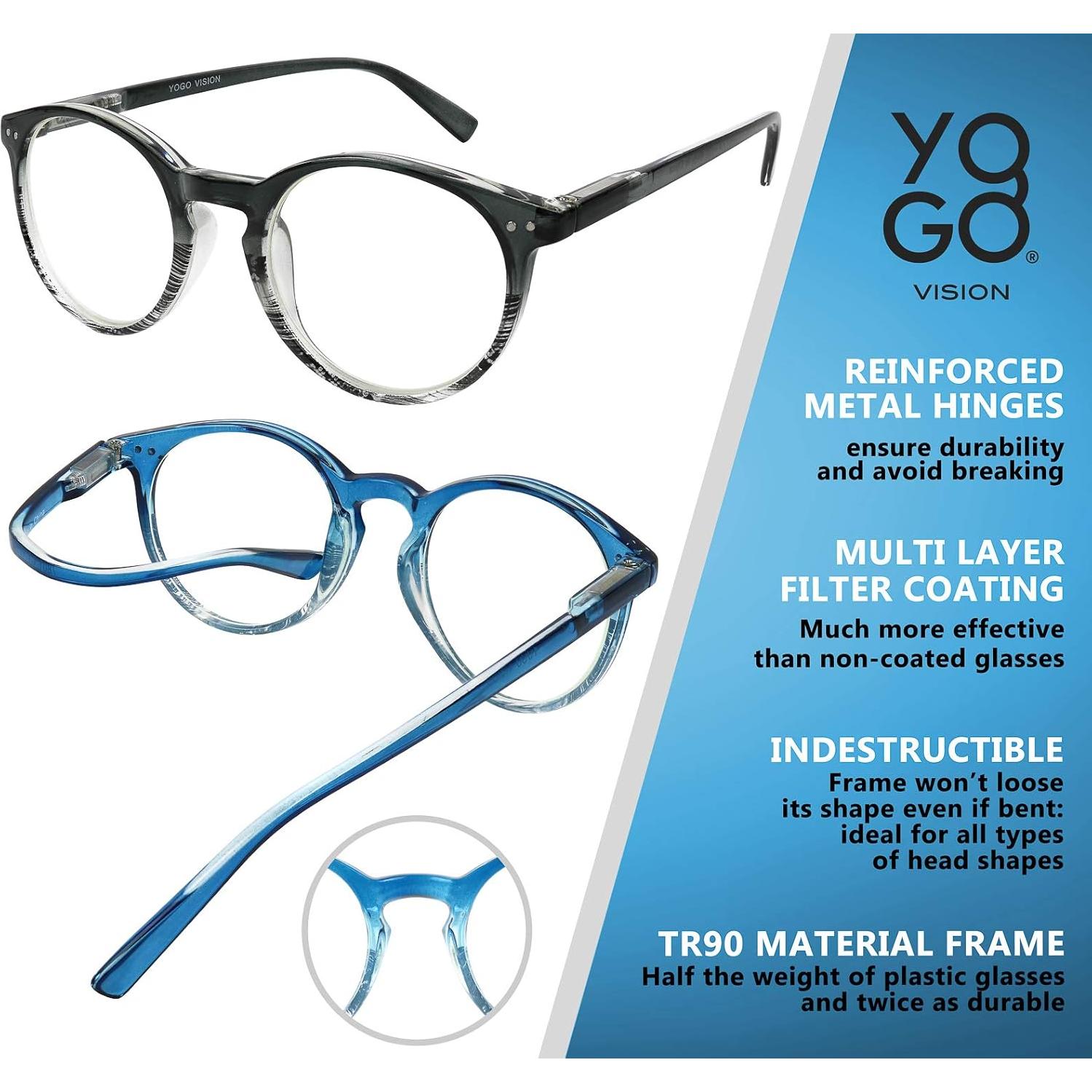Gafas de lectura Yogo Vision con bloqueo luz azul - 4 pares